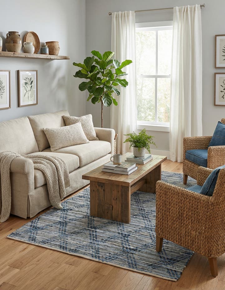 6' 1 x 9' Hand Woven Chindi Cotton Rug