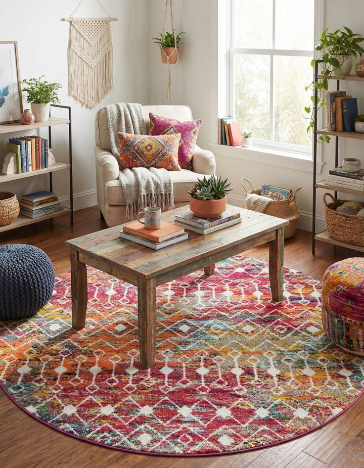 Detail image of  6' x 6' Moroccan Trellis Round Rug