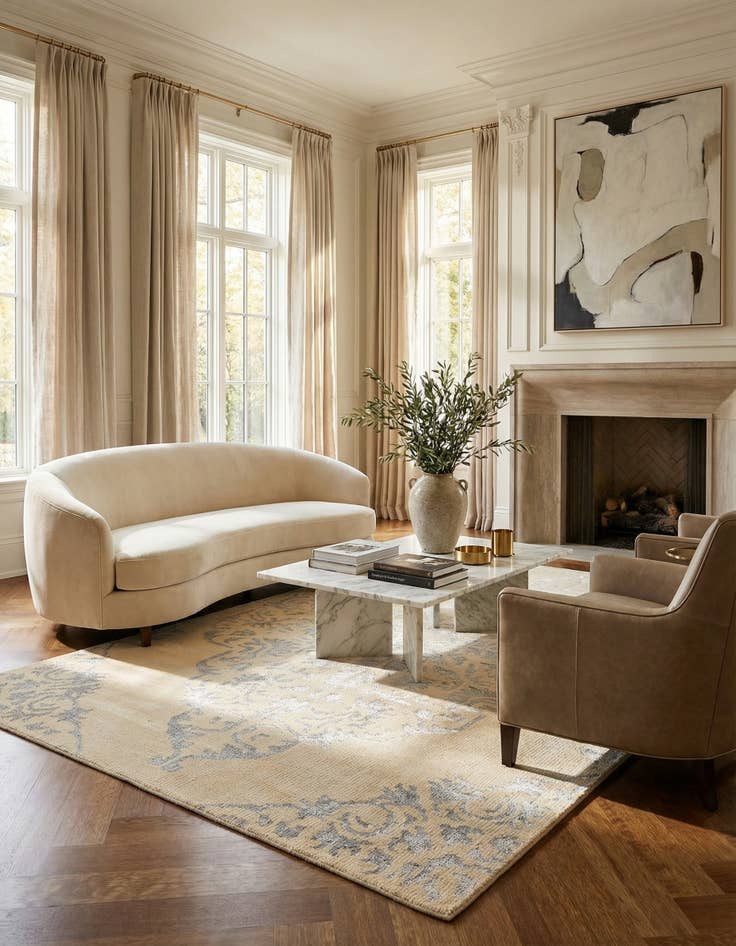 Detail image of 4' 10 x 8'  Hand Knotted Darya Rug