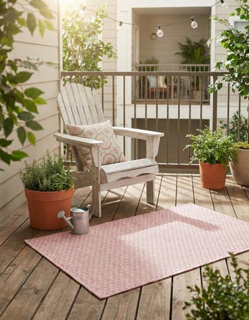 Whisper Pink Easy-Clean Solid Indoor / Outdoor Rug