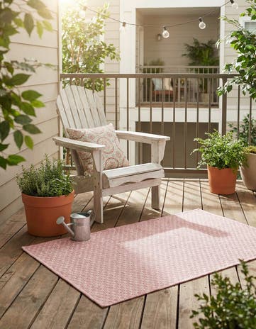 Whisper Pink Easy-Clean Solid Indoor / Outdoor Rug