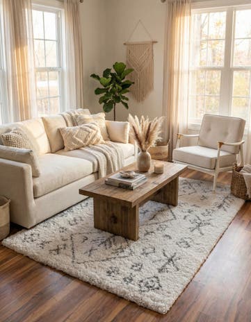 Pure Ivory Moroccan Shag Rug