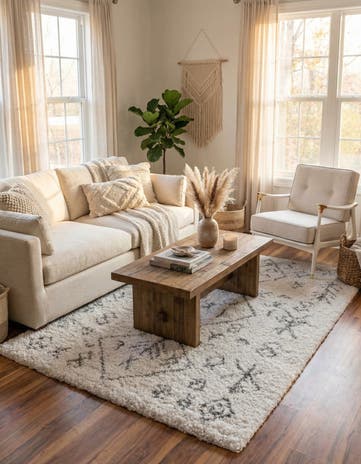 Pure Ivory Moroccan Shag Rug