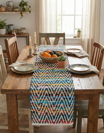 1' 2 x 4' 1 Hand Woven Chindi Chevron Table Runner Rug