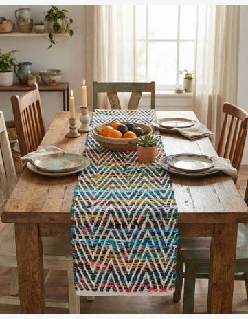 1' 2 x 4' 1 Hand Woven Chindi Chevron Table Runner Rug