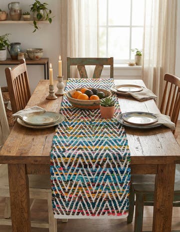 1' 2 x 4' 1 Hand Woven Chindi Chevron Table Runner Rug