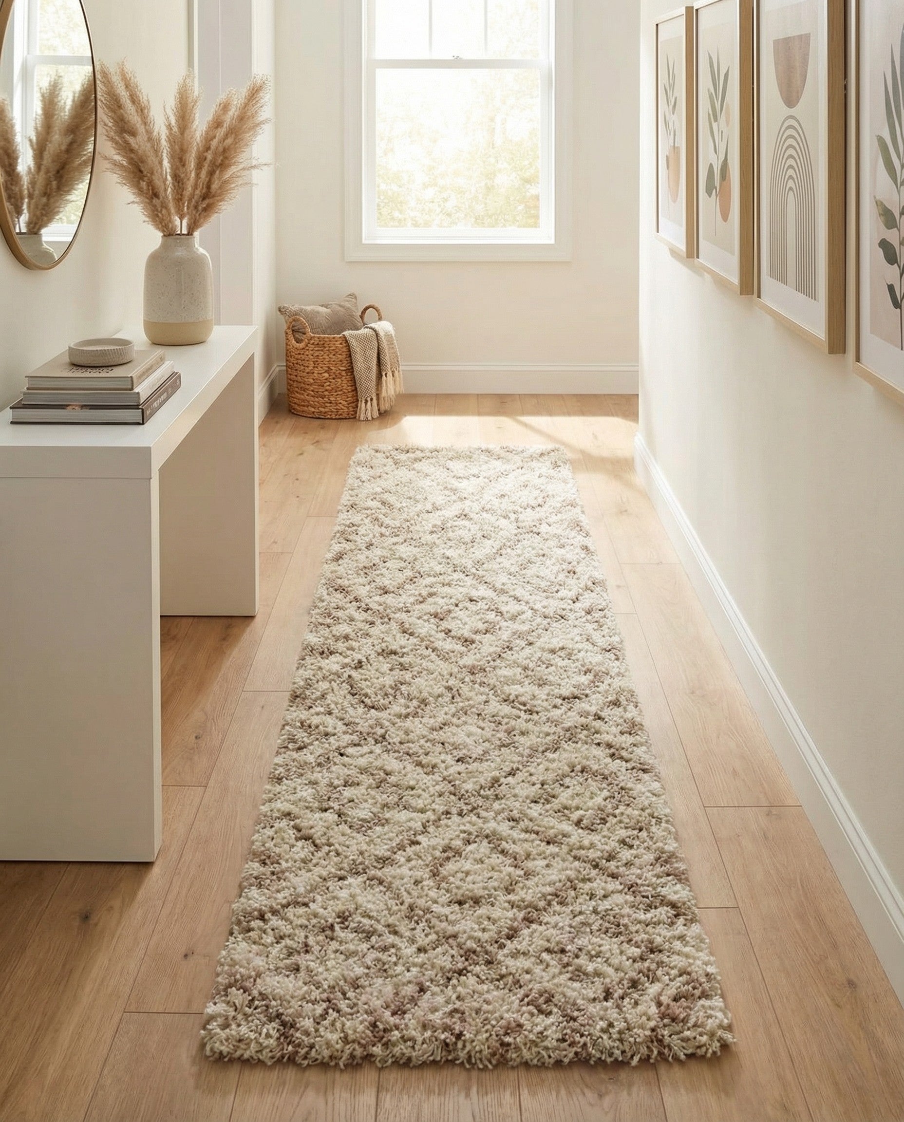  2' 7 x 12' Lattice Shag Runner Rug