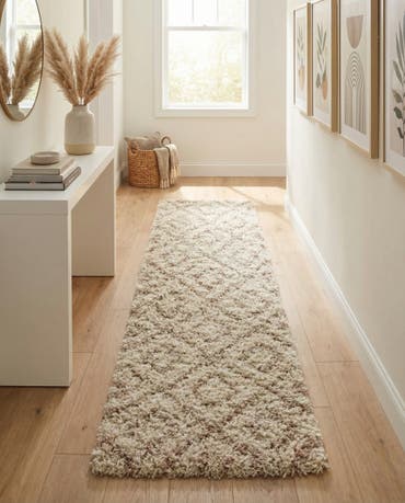 2' 7 x 12' Lattice Shag Runner Rug