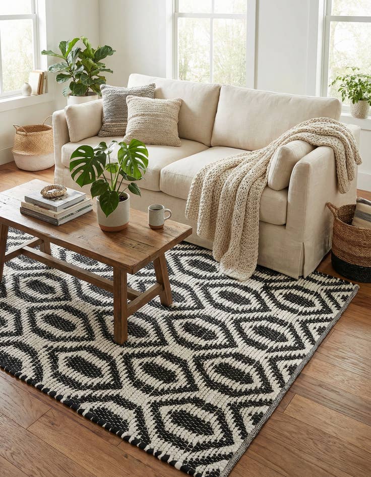 Detail image of 4' 1 x 6' 1  Hand Woven Chindi Jute Rug