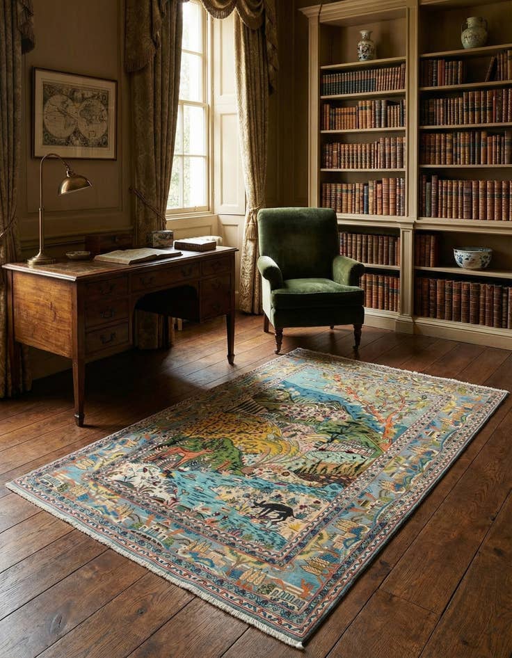 Detail image of 4' 2 x 6' 3  Hand Knotted Kashan Persian Rug