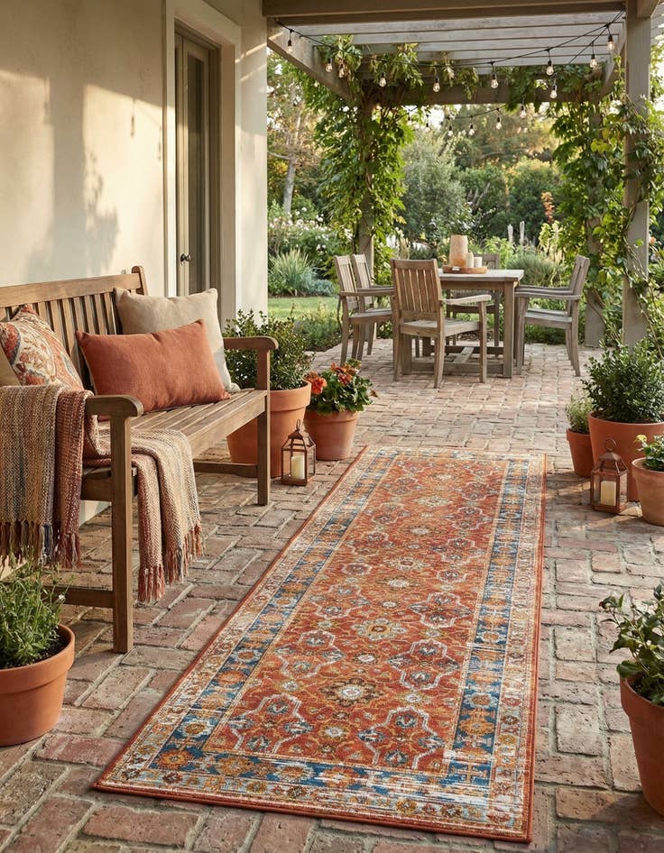 Detail image of 2' 7 x 10'  Washable Traditional Indoor / Outdoor Runner Rug