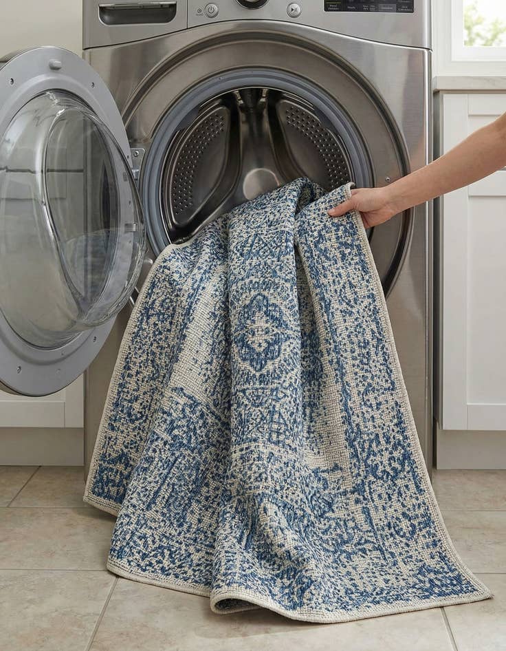 Detail image of 5' 3 x 8'  Washable Traditional Indoor / Outdoor Rug