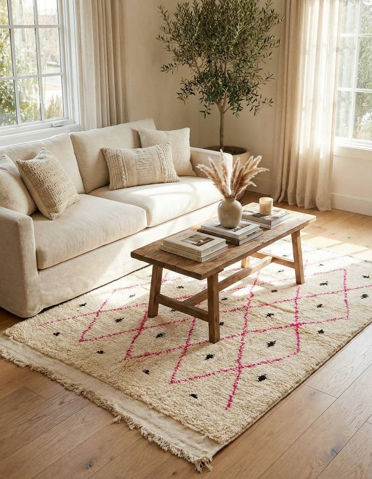 Detail image of 3' 5 x 4' 9  Hand Knotted Moroccan Wool Rug