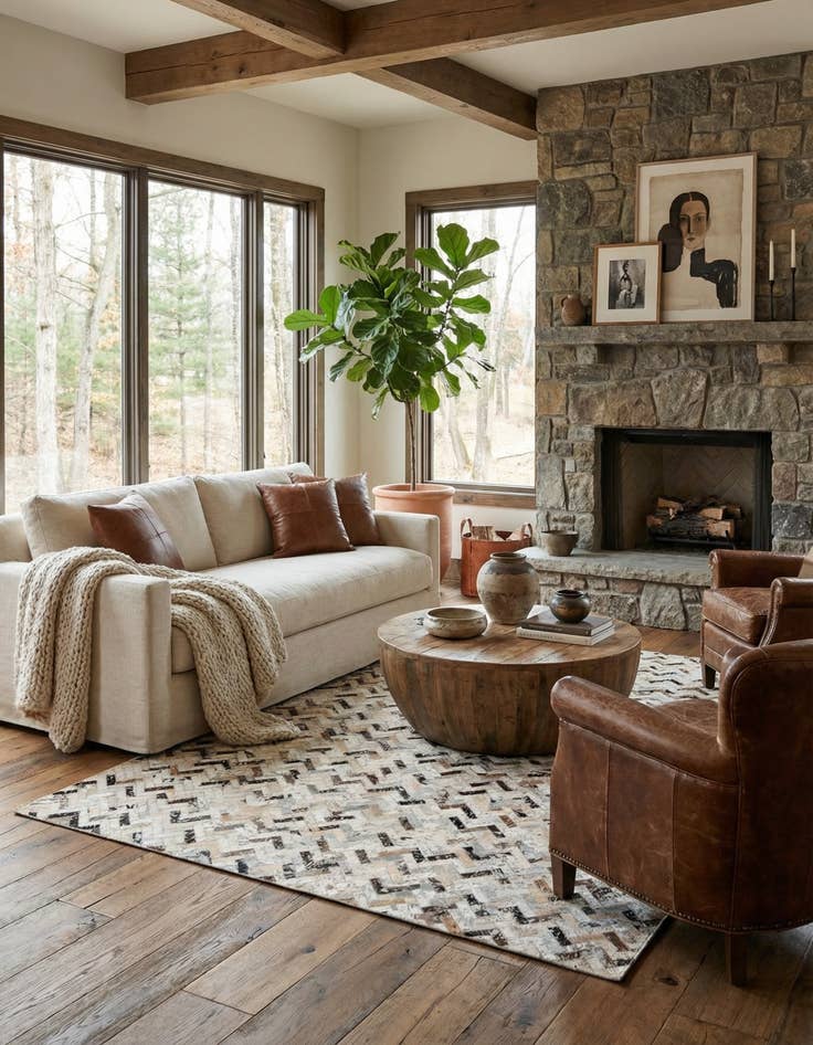 Detail image of 5' 4 x 7' 6 Cowhide Stocks Rug