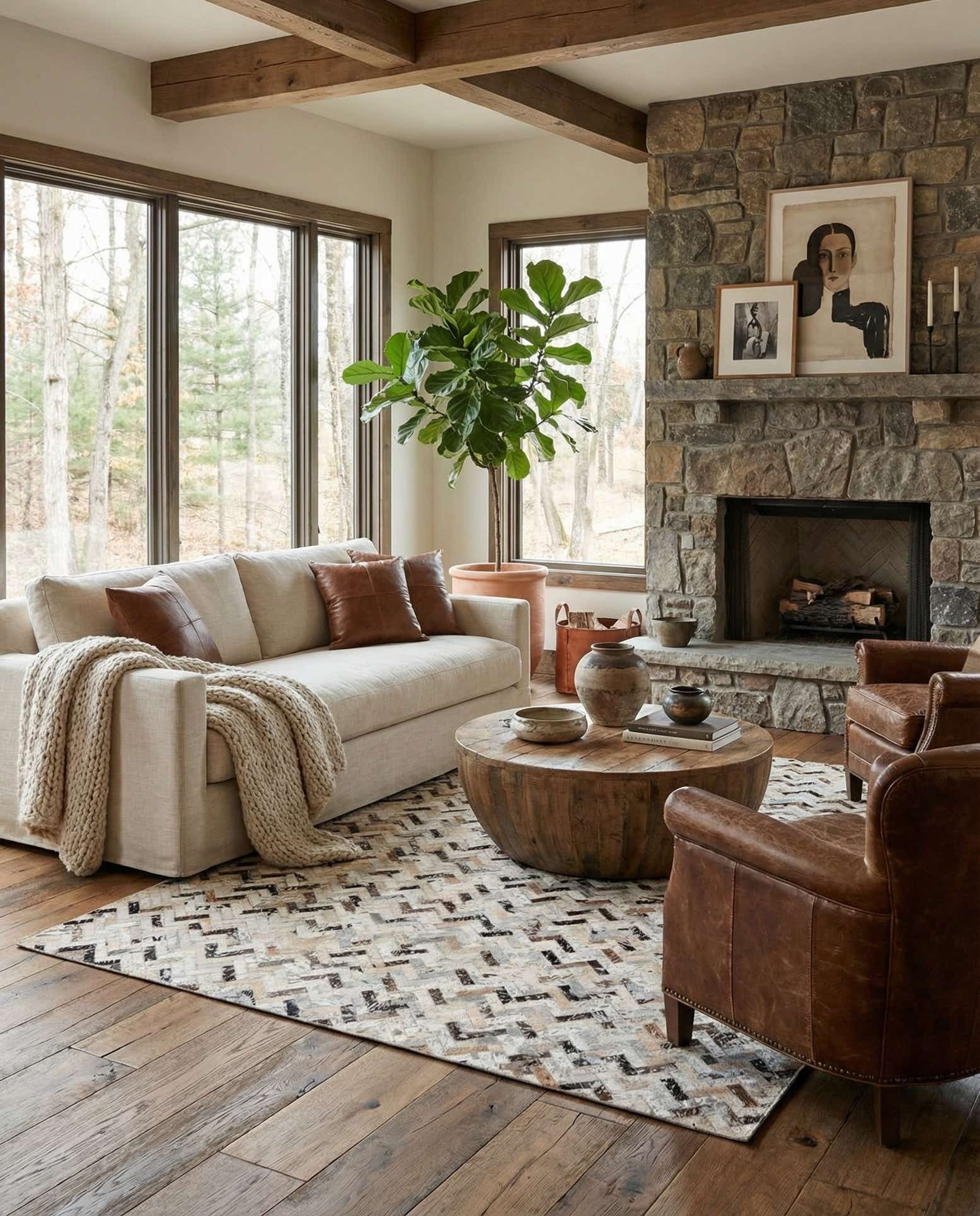 5' 4 x 7' 6 Cowhide Stocks Rug