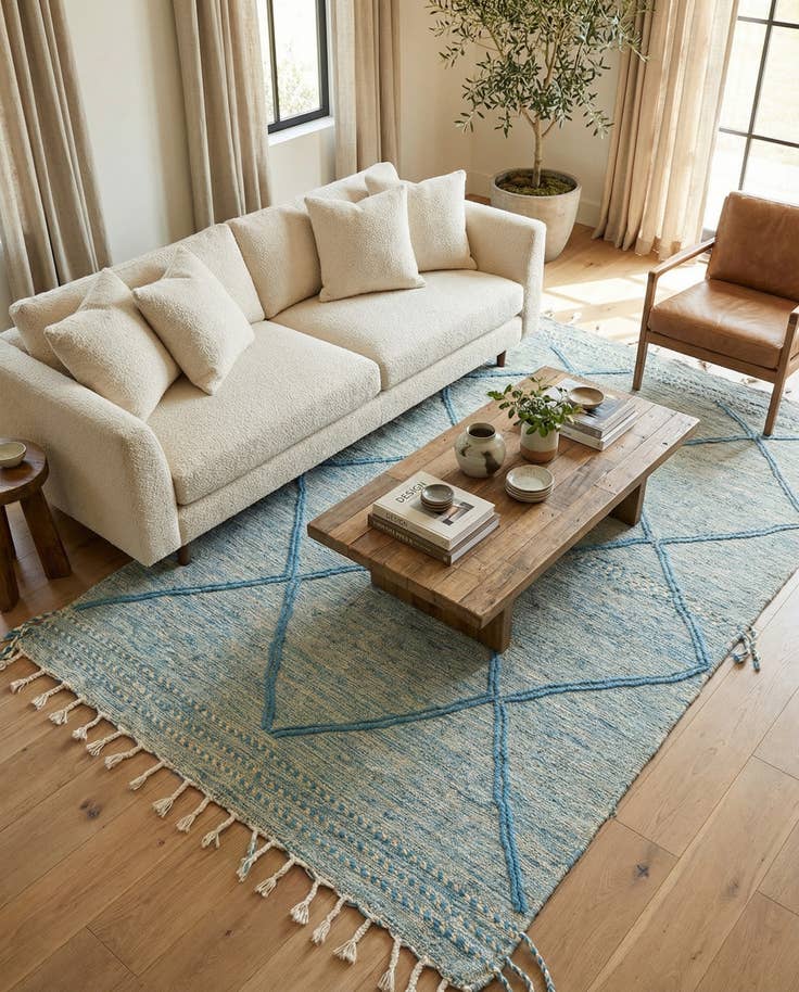 Detail image of 5' 2 x 8' 7 Hand Knotted Moroccan Wool Rug