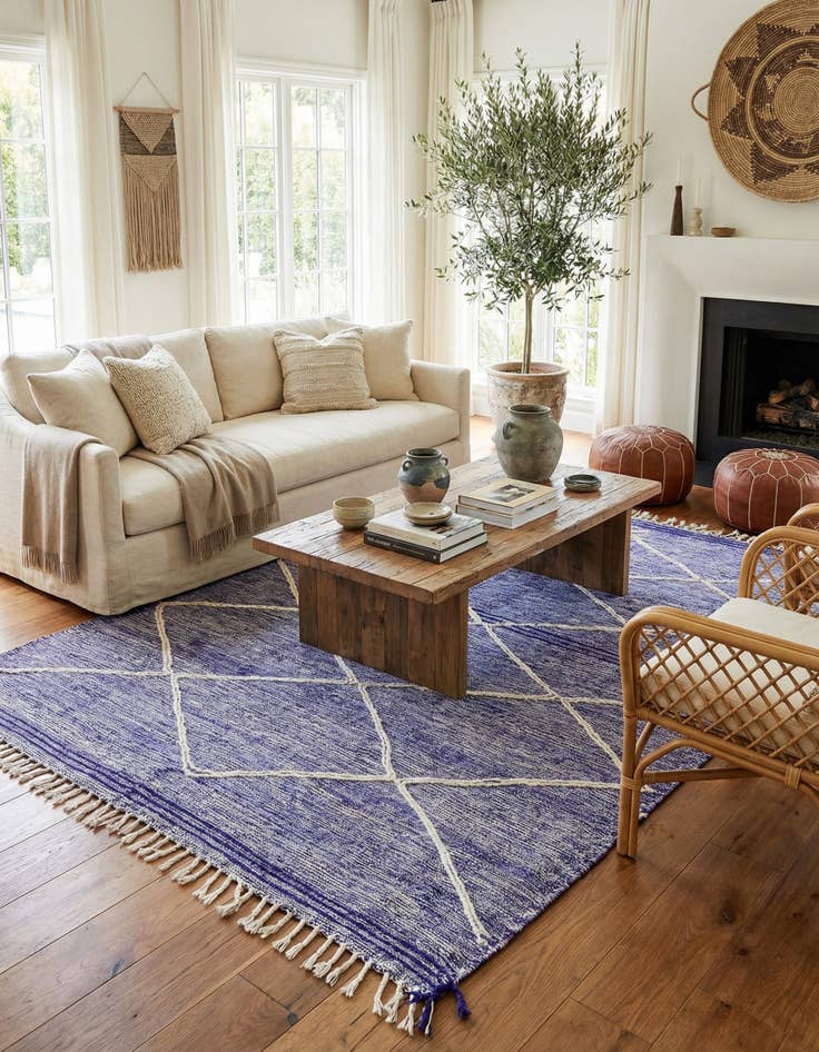 Detail image of  6' 8 x 9' 10  Hand Knotted Moroccan Wool Rug