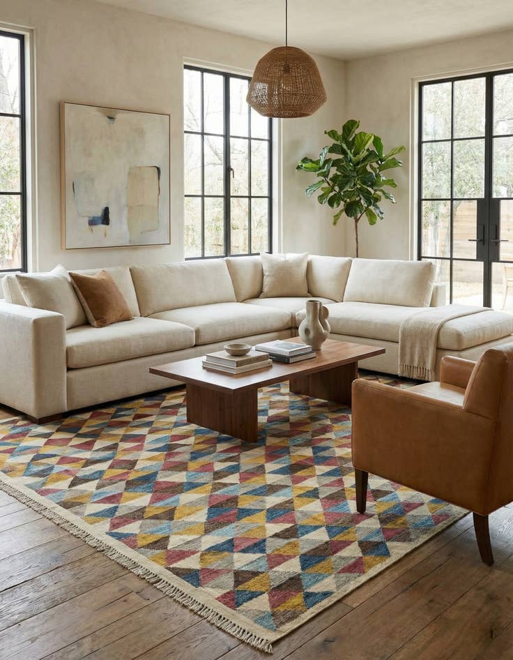 Detail image of 8' 5 x 9' 8  Hand Woven Kilim Modern Wool Rug