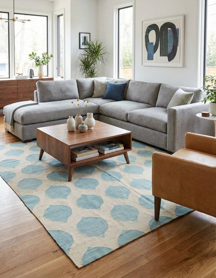 Detail image of 6' 2 x 7' 10  Hand Woven Kilim Modern Wool Rug