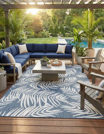 10' x 14' Easy-Clean Botanical Indoor / Outdoor Rug