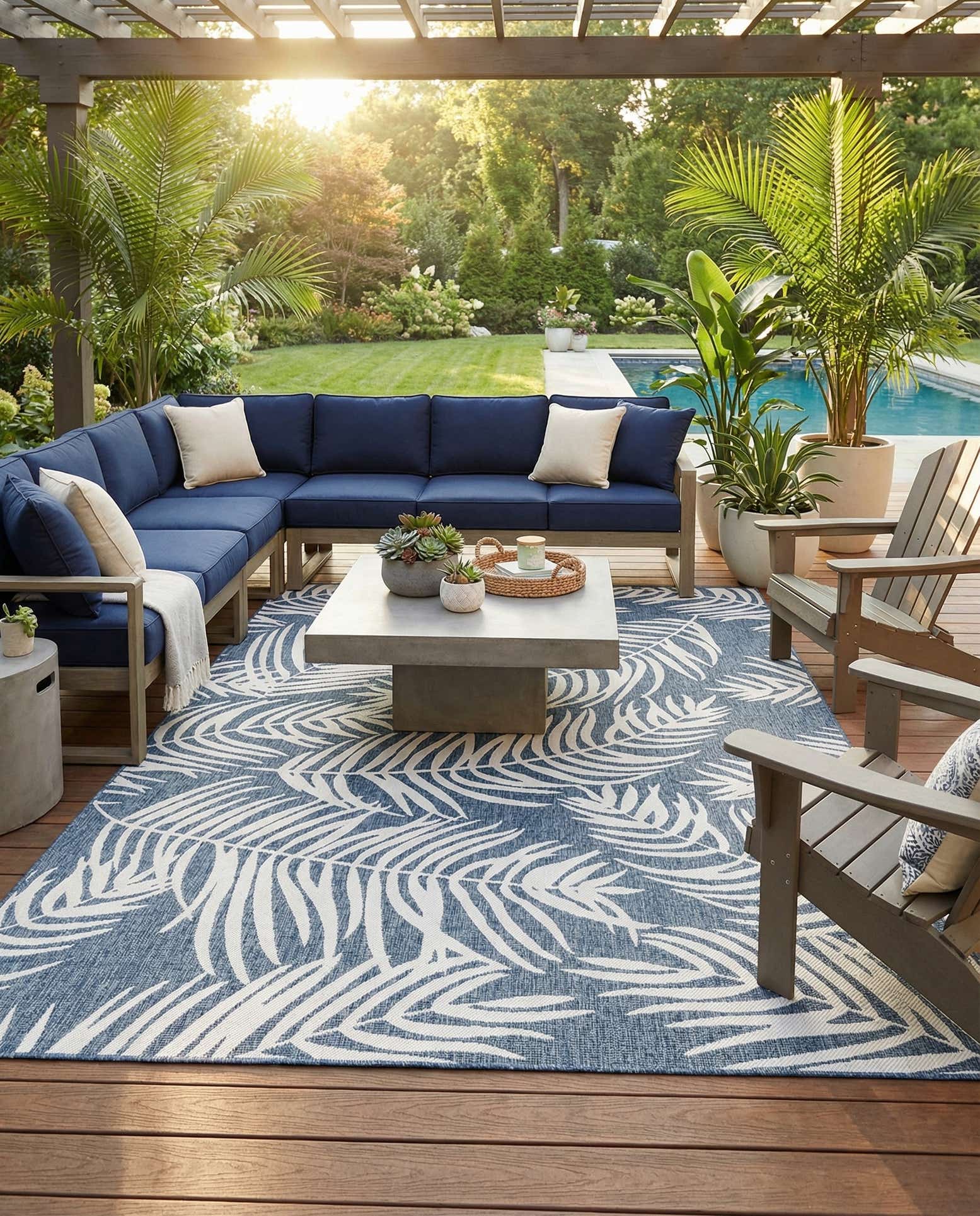 10' x 14' Easy-Clean Botanical Indoor / Outdoor Rug