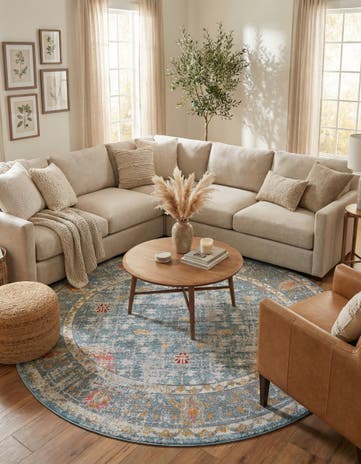 Blue Paragon Round Rug
