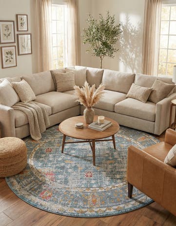 Blue Paragon Round Rug