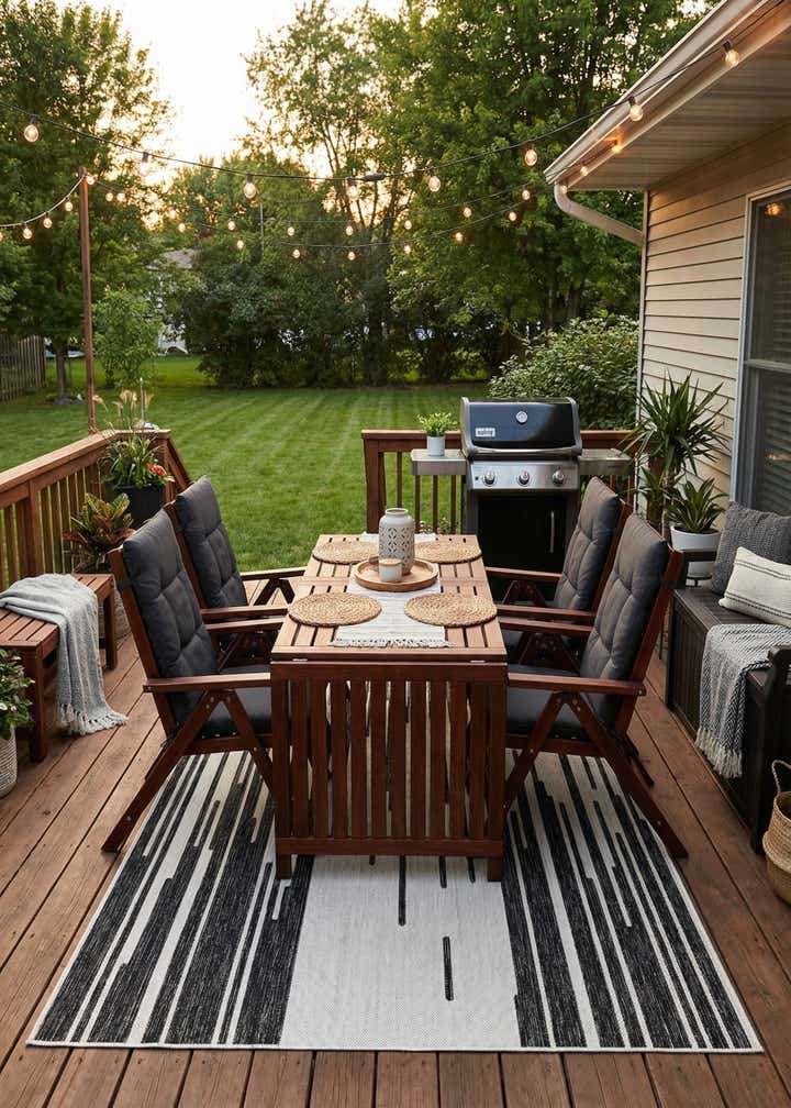 5' 3 x 8' Easy-Clean Modern Indoor / Outdoor Rug