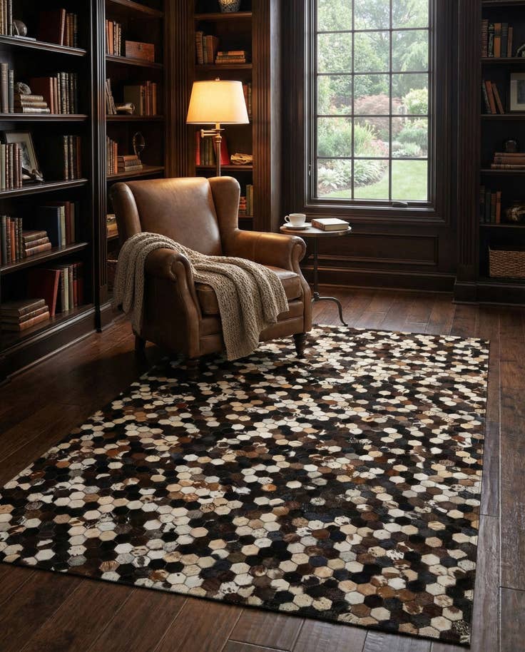 Detail image of 5' 2 x 8' Cowhide - Patchwork Rug