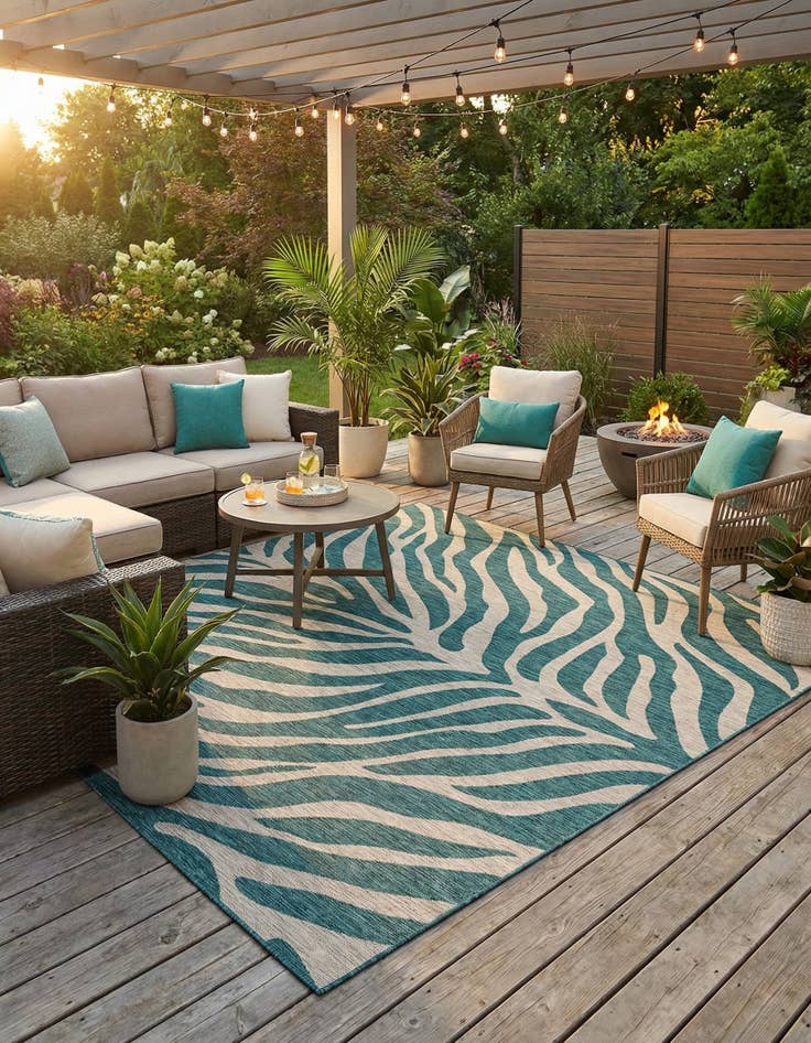 Detail image of  10' x 10'  Washable Safari Indoor / Outdoor Square Rug