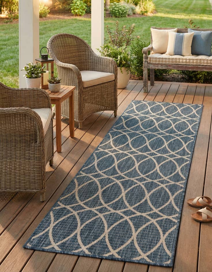 Detail image of 2' x 6'  Washable Trellis Indoor / Outdoor Runner Rug