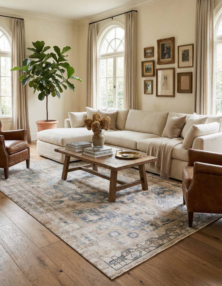 Detail image of  6' 8 x 9' 8  Hand Knotted Ultra Vintage Persian Wool Rug