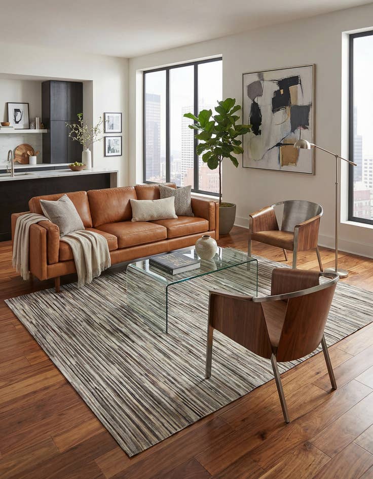 Detail image of  5' 1 x 7' 11 Cowhide - Patchwork Rug