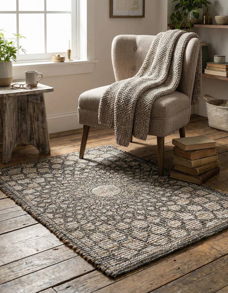 Detail image of  2' x 3' 1  Hand Woven Chenille Jute Rug