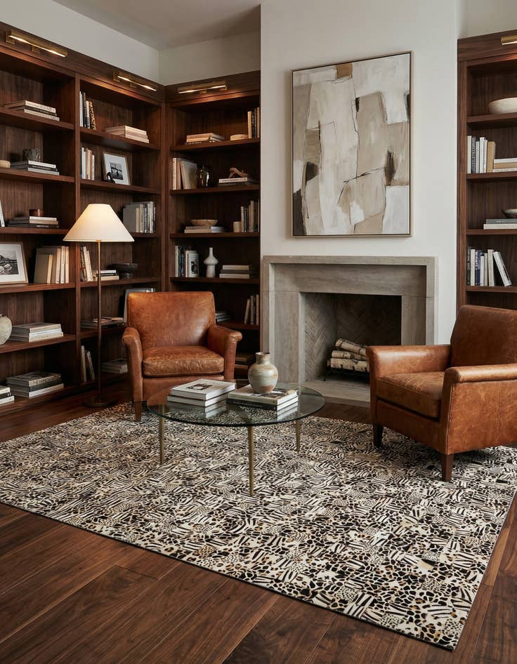 Detail image of  5' 1 x 8' Cowhide Leather Rug