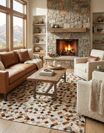 5' x 8' Cowhide Leather Rug
