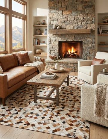 5' x 8' Cowhide Leather Rug