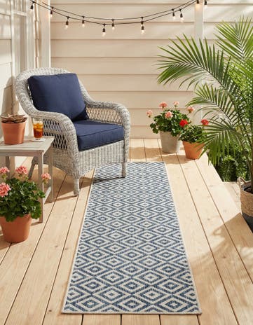 Blue Easy-Clean Jill Zarin Costa Rica Indoor / Outdoor Runner Rug