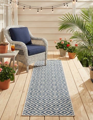 Blue Easy-Clean Jill Zarin Costa Rica Indoor / Outdoor Runner Rug