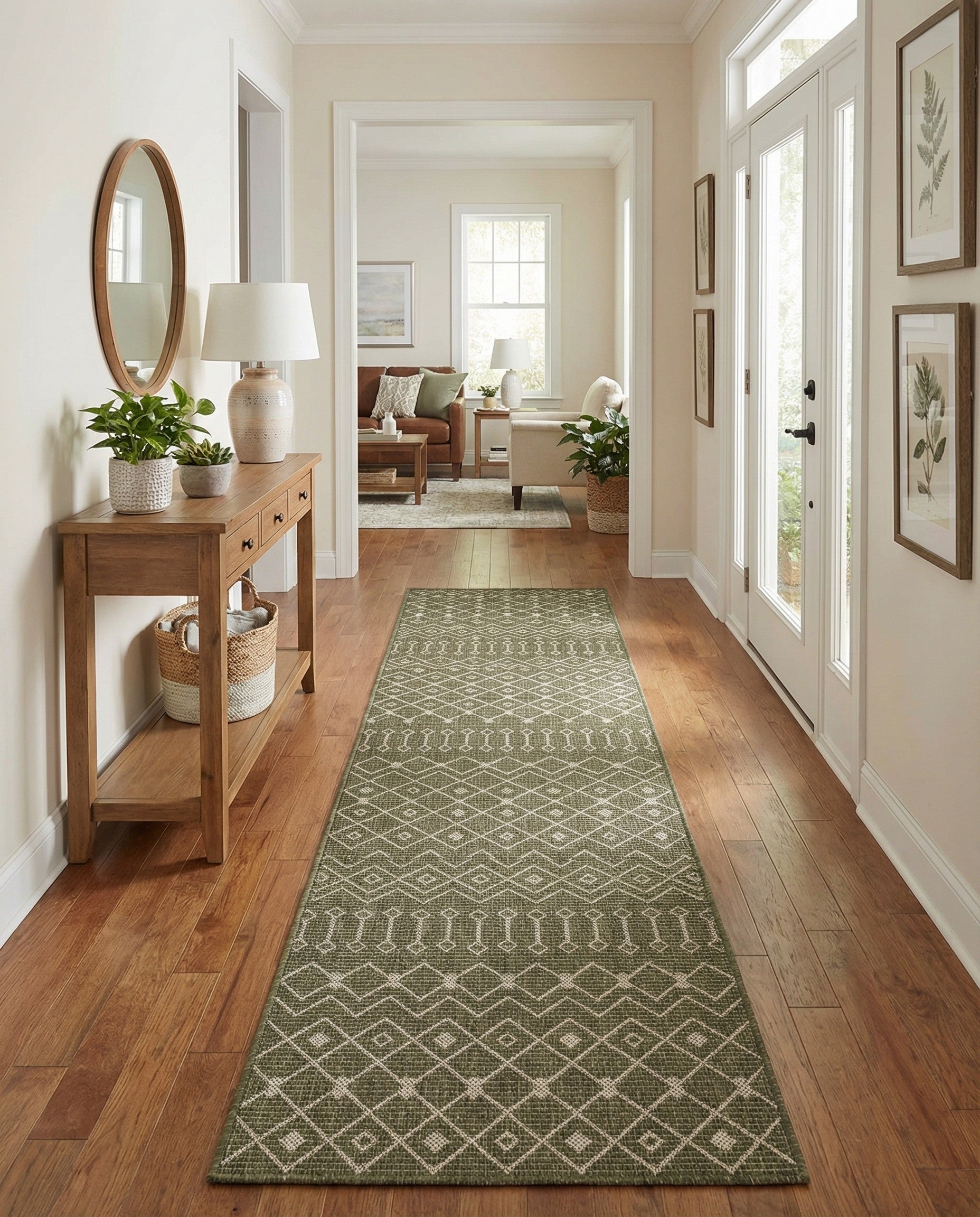  2' 7 x 12'  Washable Lattice Indoor / Outdoor Runner Rug