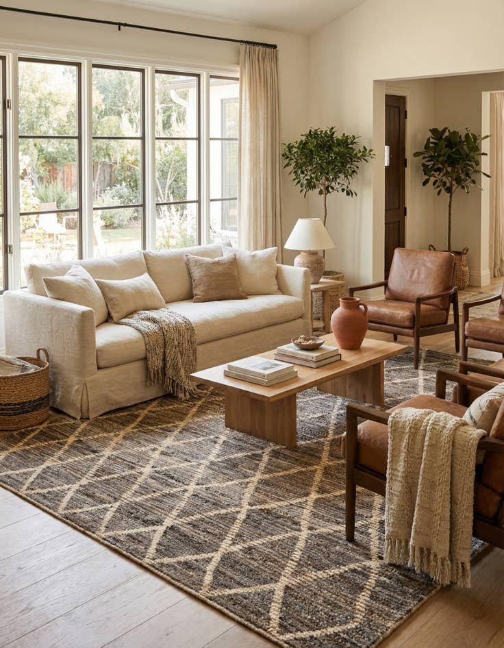 Detail image of  4' 9 x 6' 8  Hand Knotted Moroccan Wool Rug