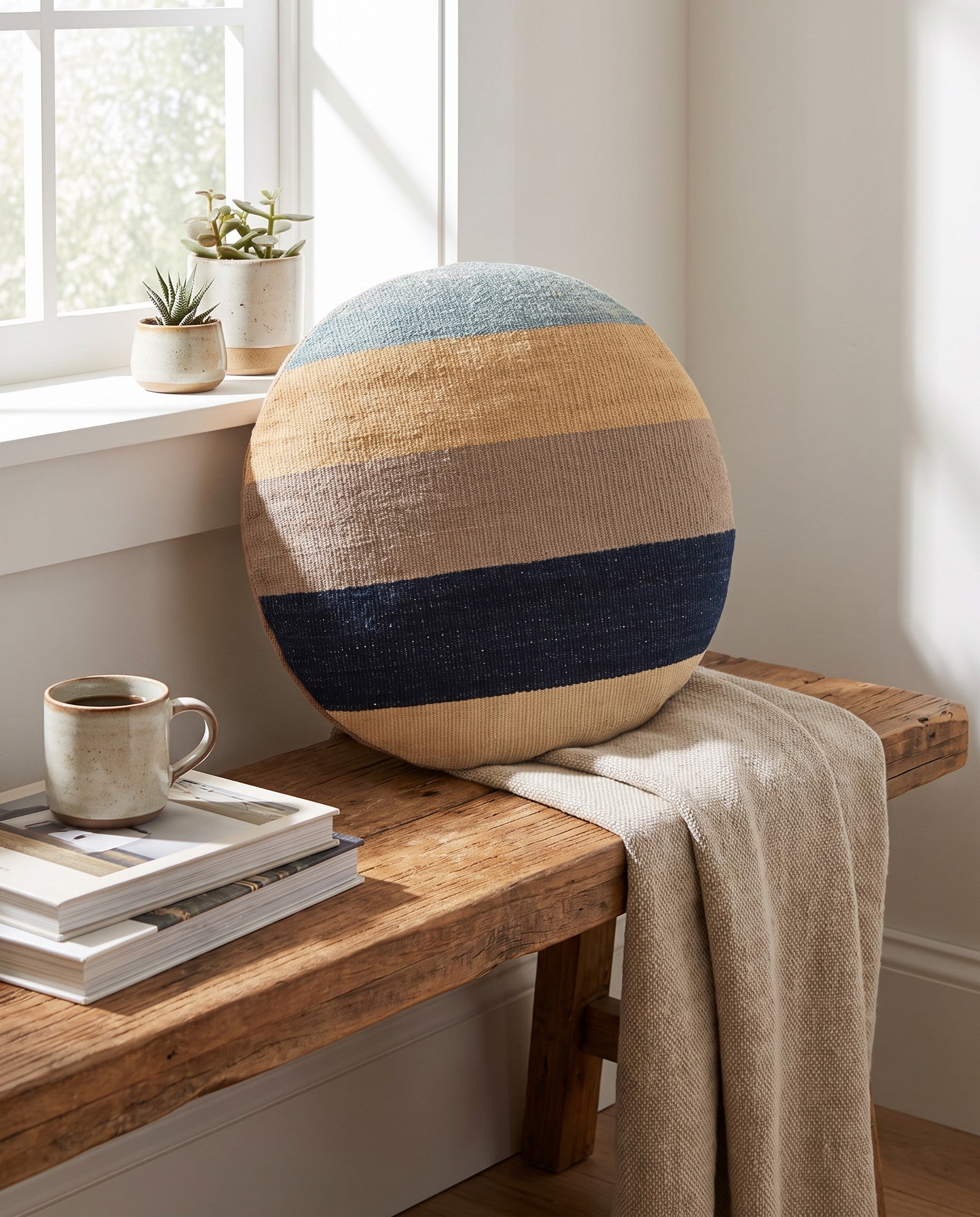 1' 5 x 1' 5 Hand Woven Pillow Wool Round Rug