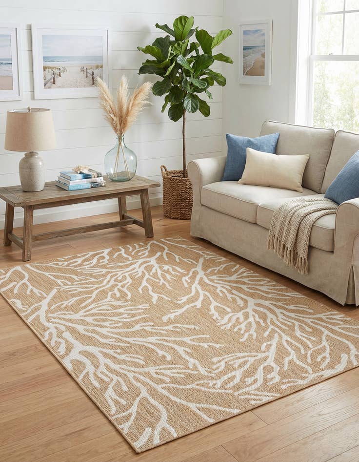 Detail image of  5' 3 x 8'  Washable Coastal Indoor / Outdoor Rug