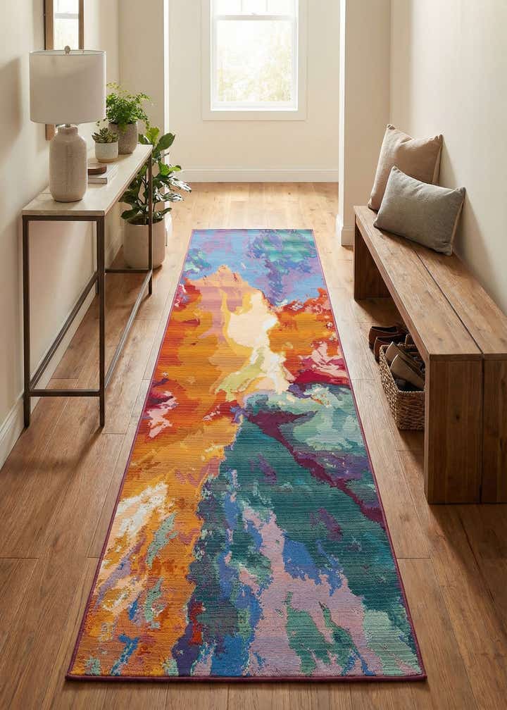 2' 7 x 10' Easy-Clean Modern Indoor / Outdoor Runner Rug