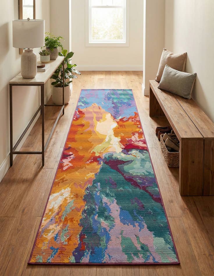 Detail image of 2' 7 x 10'  Washable Modern Indoor / Outdoor Runner Rug