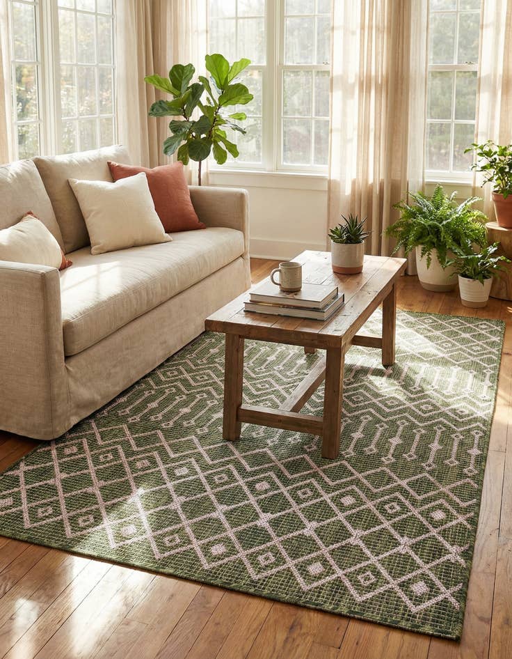 Detail image of 4' x 6'  Washable Trellis Indoor / Outdoor Rug