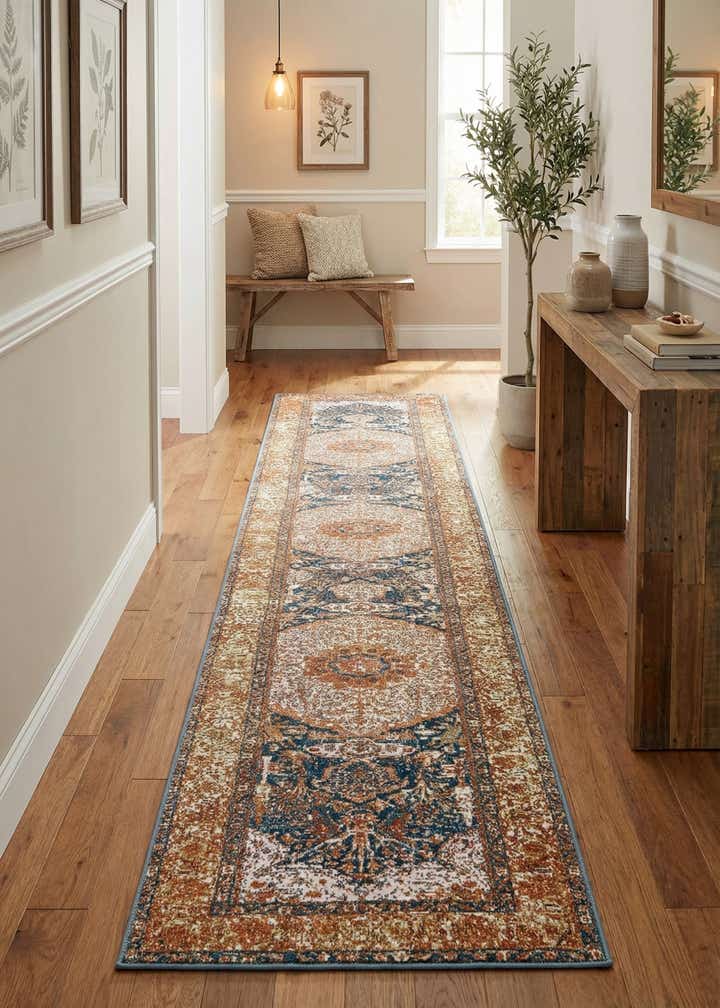 2' 7 x 12' Easy-Clean Traditional Indoor / Outdoor Runner Rug