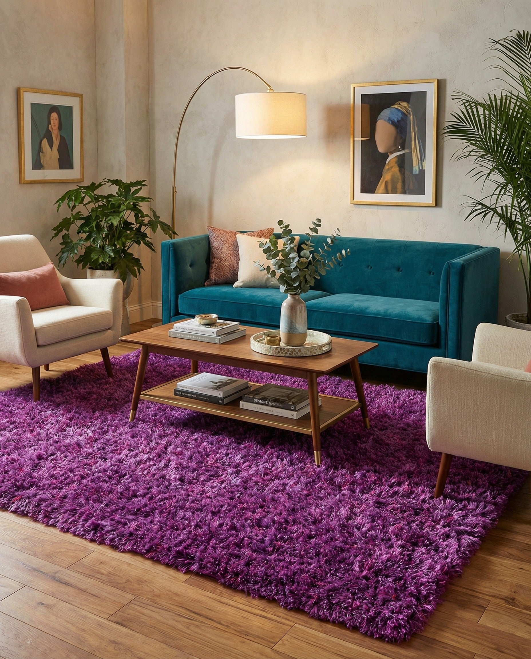  5' 2 x 6' 4  Hand Knotted Solid Shag Rug