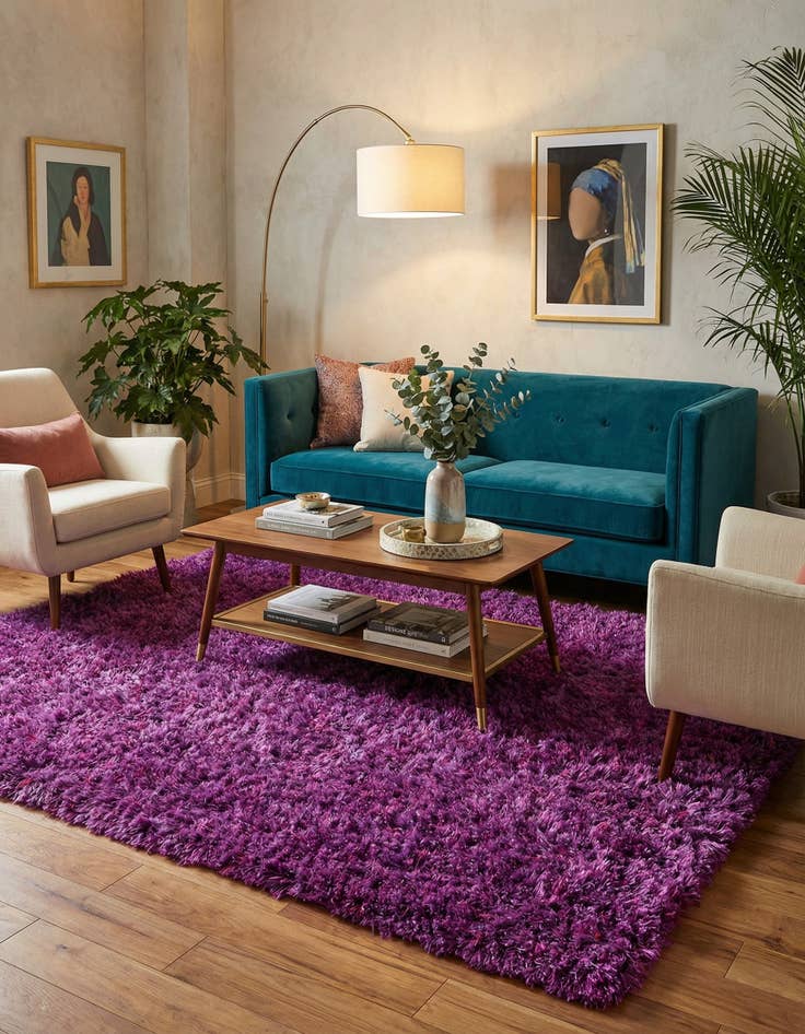 Detail image of 5' 2 x 6' 4  Hand Knotted Solid Shag Rug