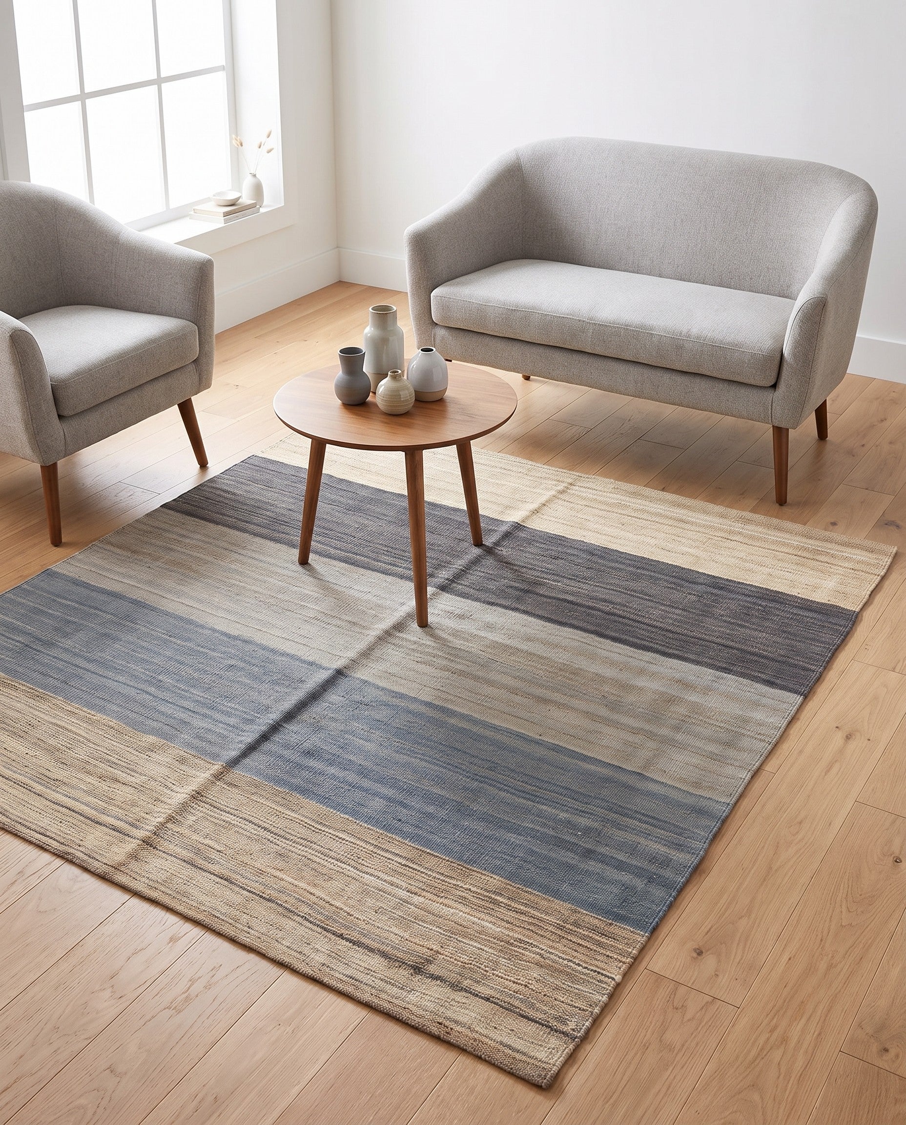 4' 6 x 4' 8 Hand Woven Kilim Modern Wool Square Rug
